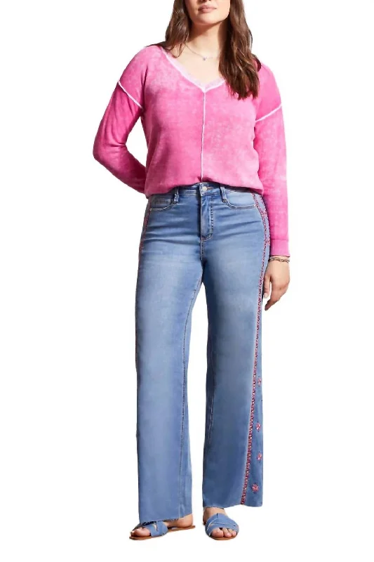 Everyday Women's Fashion Trends Brook Embroidered Wide Leg Jeans In Blue Lotus