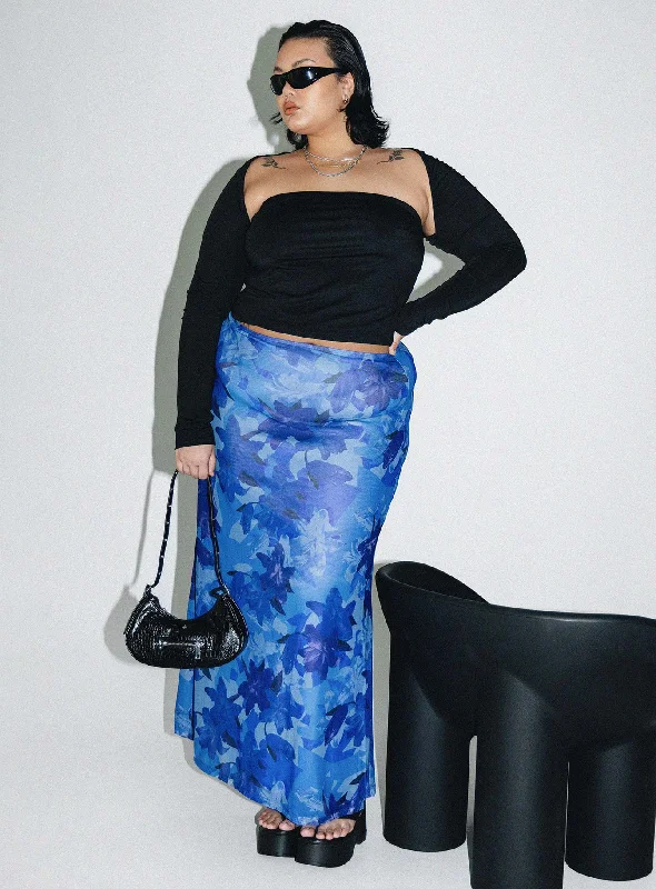 Women's Clothing Sale Online Starry Midi Skirt Blue Curve