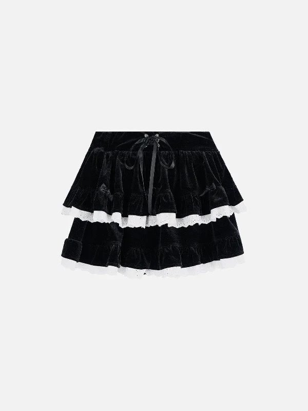 Effortless Chic for Women Aelfric Eden Lace Bow Patchwork Skirt