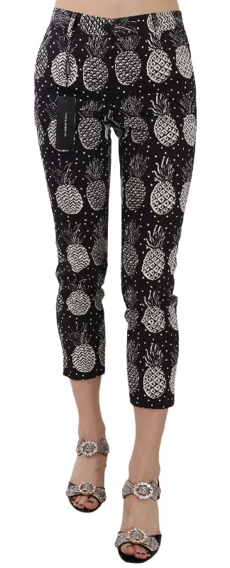 Women's Evening Wear Outfit Dolce & Gabbana Chic  Pineapple Print Skinny Capri Women's Pants