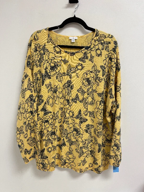 Sweater By J. Jill In Black & Yellow, Size: 2x