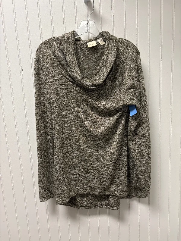 Sweater By Chicos In Gold & Grey, Size: M