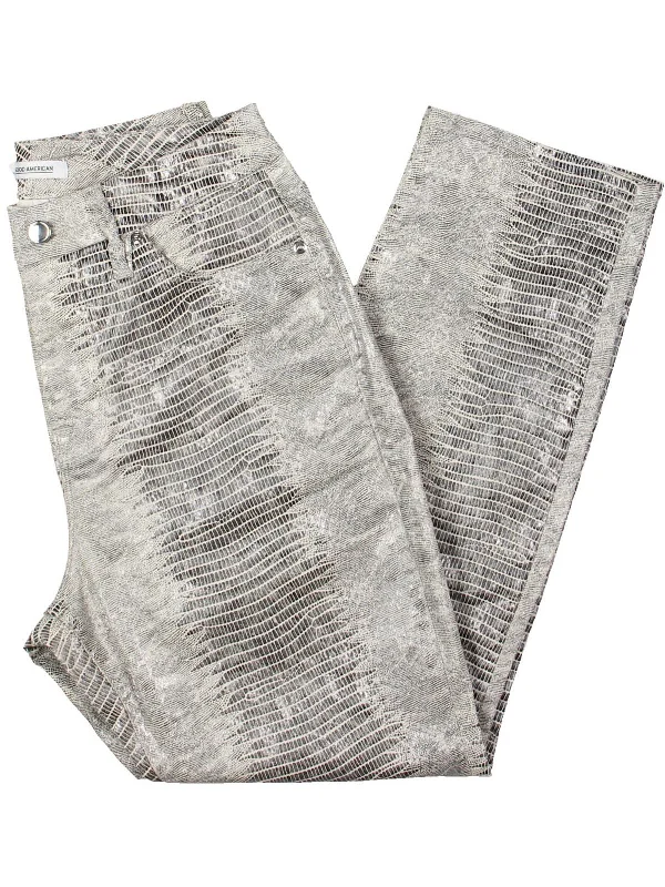 Casual Fashion for Women Womens Snake Print Cotton Straight Leg Jeans