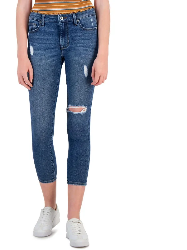 Affordable Women's Clothing Online Juniors Womens Mid Rise Destroyed Ankle Jeans