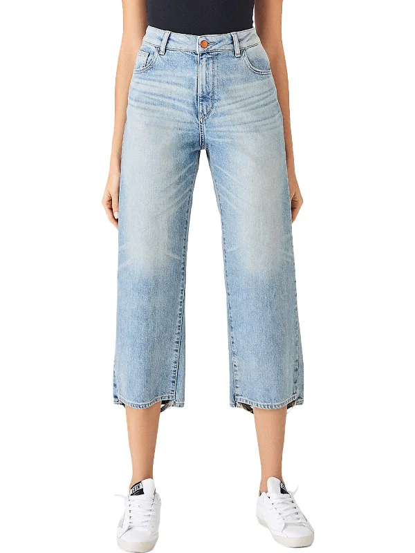 Women's Clothing Sale Online Hepburn Womens Wide Leg Denim Cropped Jeans