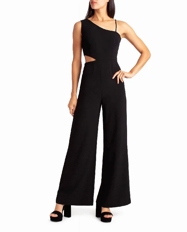 Women's Activewear Outfit One Shoulder Montana Jumpsuit In Very Black