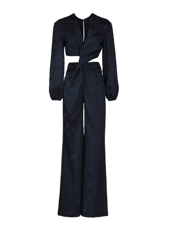 Casual Women's Clothing Women's Joely Jumpsuit In Navy Jacquard