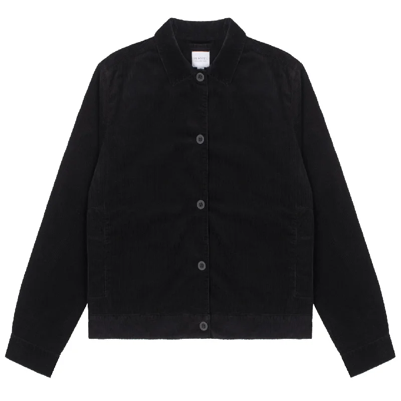 Women's Elegant Clothes Sunspel Womens Corduroy Boxy Jacket Black