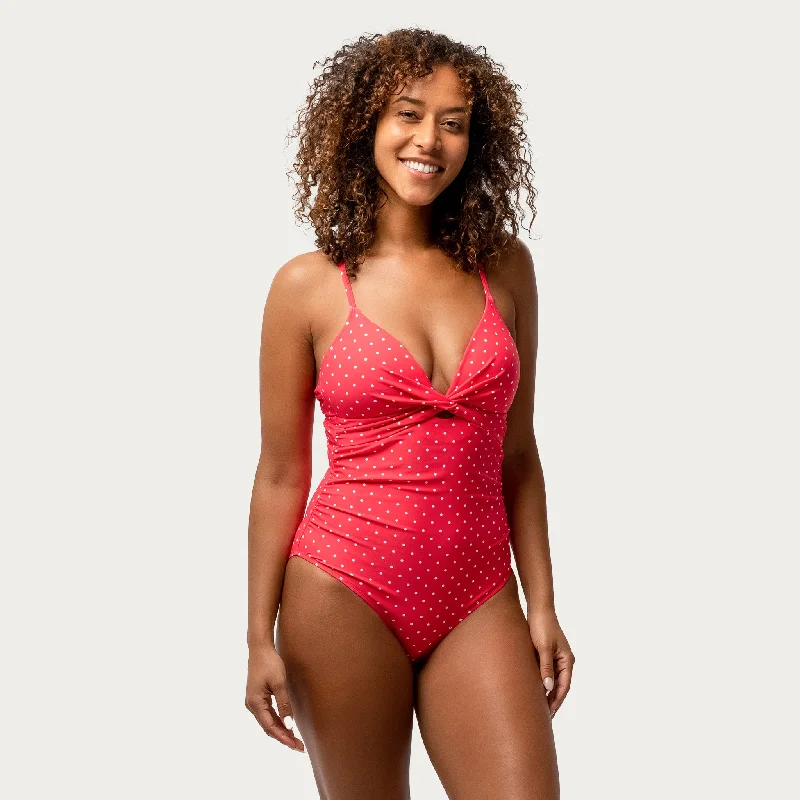 Women's Clothing for Every Occasion Free Country Women's Polka Dot Twist Front One-Piece Swimsuit