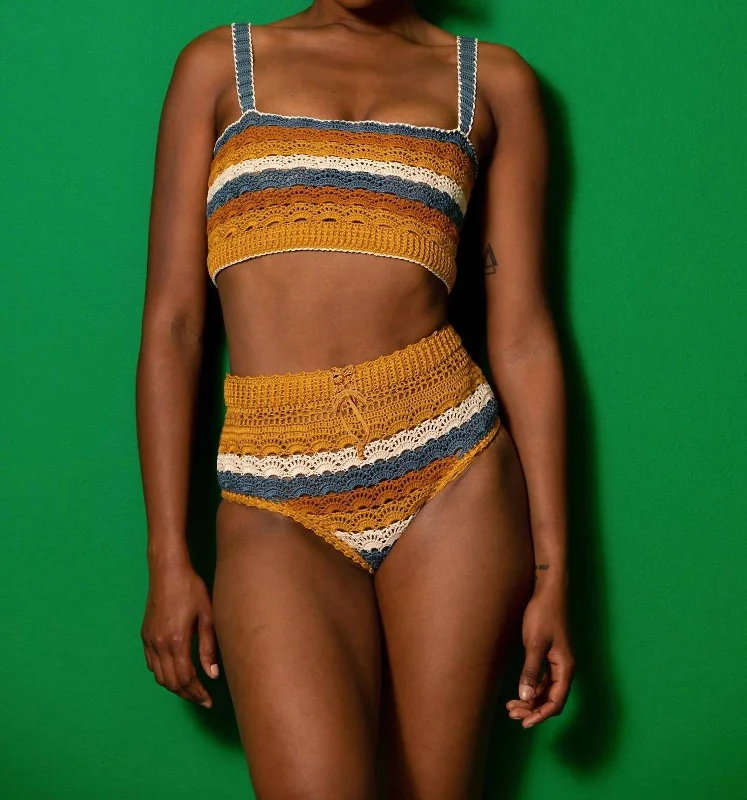 Online Shopping Boutiques Crochet Bikini Set In Mustard Yellow