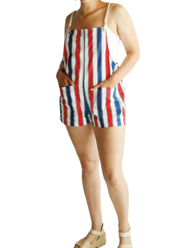 Stylish Women's Outerwear Apparel Trude Romper In Yacht Club Stripe Denim