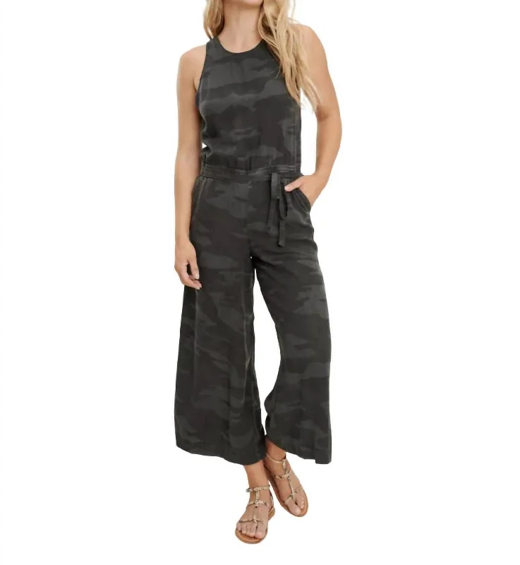 Stylish Women's Attire Somerset Wide Leg Jumpsuit In Lead Camo