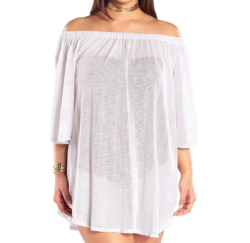 Women's Clothing Sets Plus Size Off The Shoulder Cover Up Tunic In White