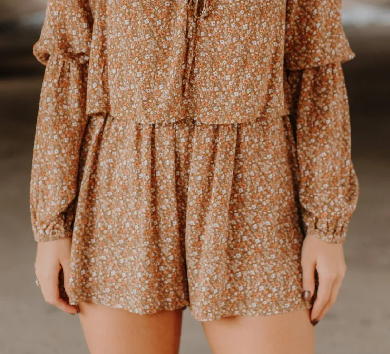 Women's Clothing Sale Read My Mind Floral Romper In Mocha