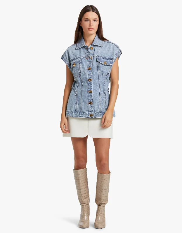 Women's Chic Outfit Natura Denim Hourglass Vest - Sea Spray