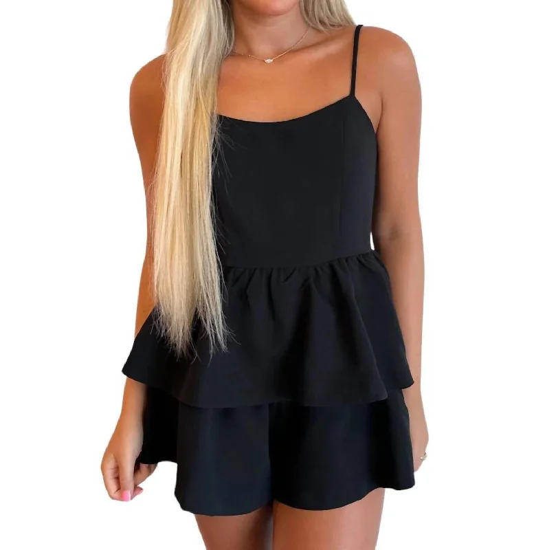 Women's Clothes Cocktail Romper In Black