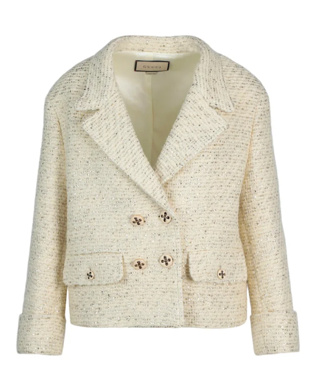 Affordable Fashion for Women Double Breasted Tweed Jacket