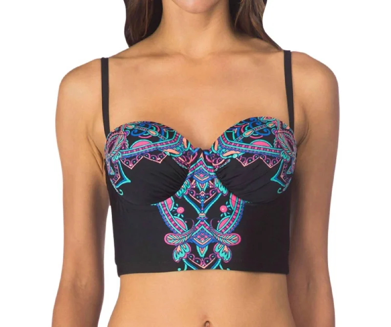 Timeless Women's Fashion Styles Underwire Bustier Bikini Top In Dream Weaver