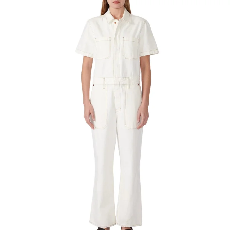 Casual Attire For Women Wide Leg Jumpsuit In Natural White