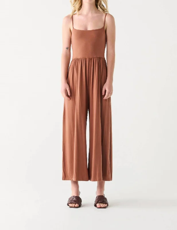 Women Clothes Wide Leg Jumpsuit In Terracotta