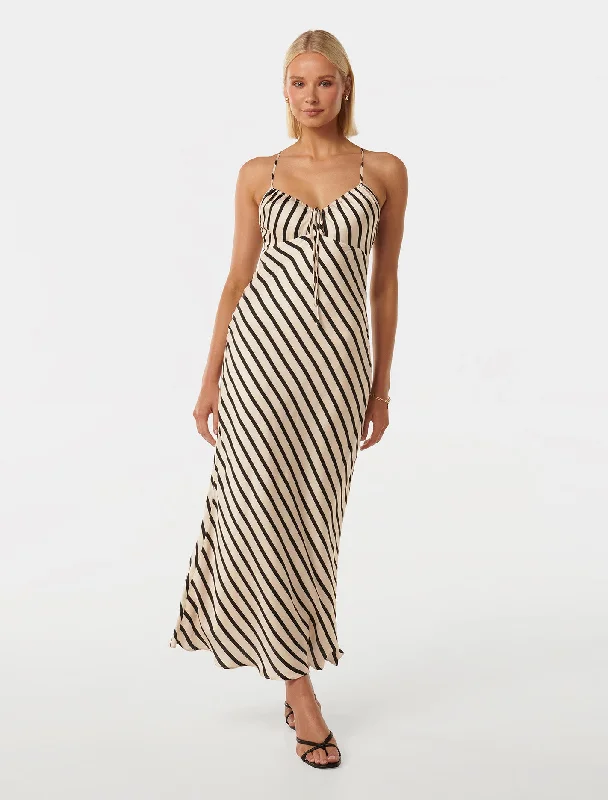 Stylish Dresses for Women Abby Satin Stripe Midi Dress