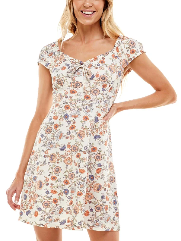 New Arrival Discount Juniors Emma Womens Floral Print Short Mini Dress