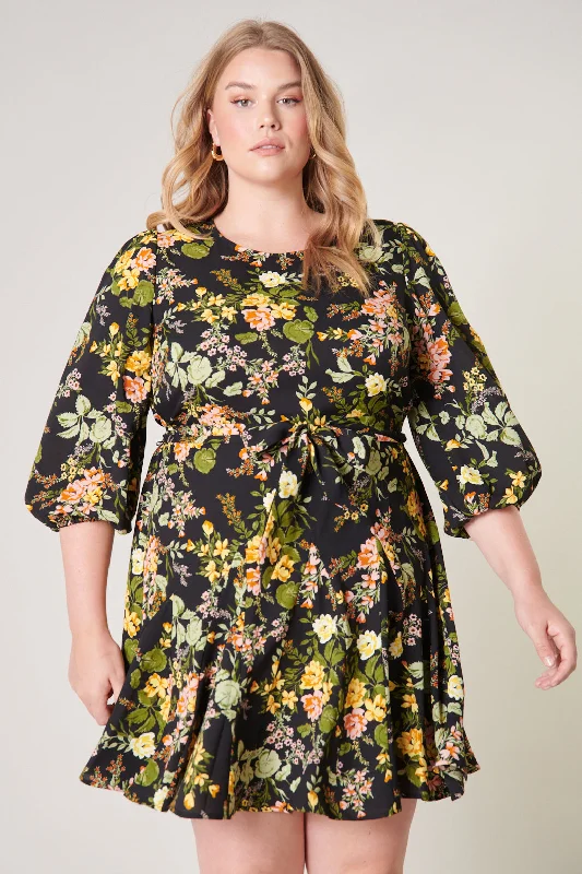 Women's Evening Clothing Night Bloom Balloon Sleeve Derby Dress Curve