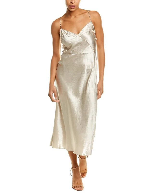 Women's Trendy Outfits Vince Draped Beads V-Neck Slip Dress