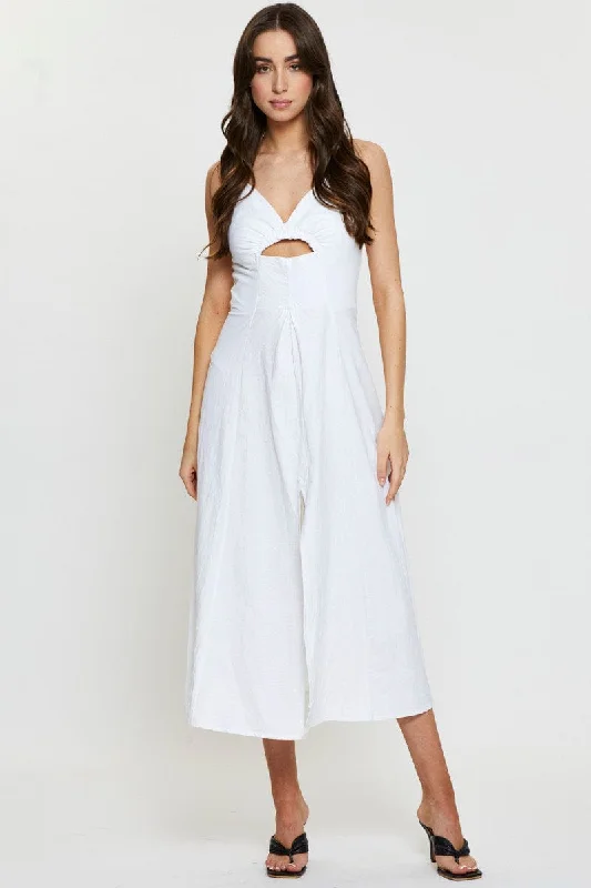 Summer Sale White A Line Dress Sleeveless Midi