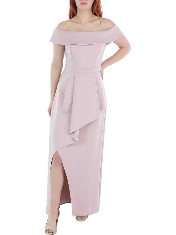 Women's Clothing Womens Off-The-Shoulder Asymmetrical Evening Dress