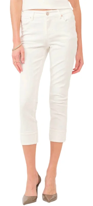 Women's Transitional Apparel Blaire Cuffed Jeans In White