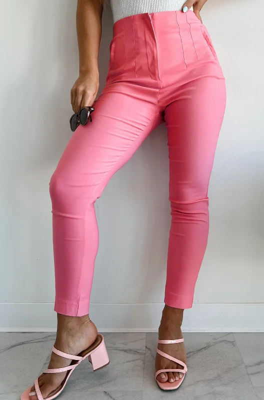 Women's Transitional Attire Read The Fine Print High Waist Skinny Pants (Pink)