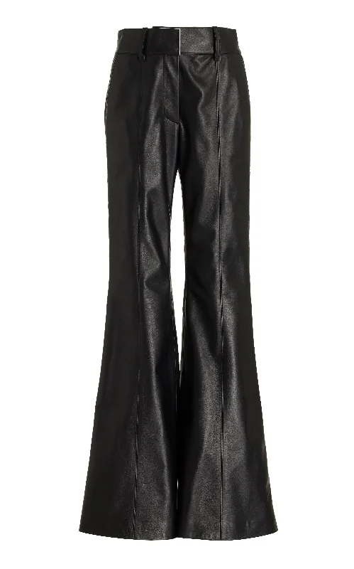 Elegant Women's Fashion Rhein Pant in Black Nappa Leather