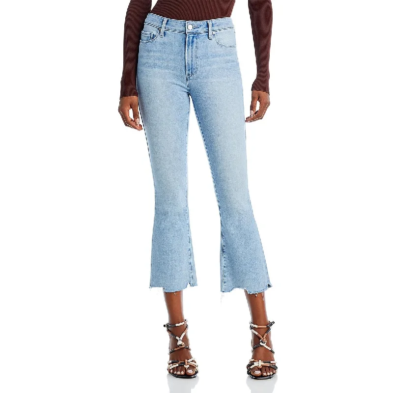 Trendy Boutiques Online Womens Frayed Hem High Rise Flare Jeans