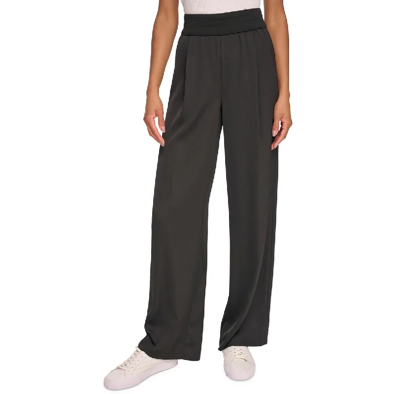 Elegant Women's Clothing Womens Logo Pleated Wide Leg Pants