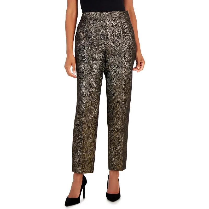 Luxury Women's Fashion Womens Metallic High Rise Straight Leg Pants